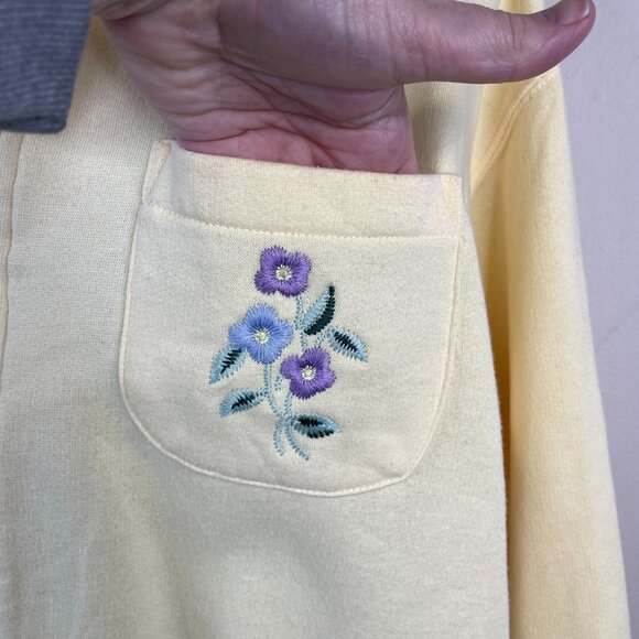 Vintage Grandmacore Fleece Jacket Sz M Oversized Embroidered Floral Hipster Cozy - Picture 5 of 12